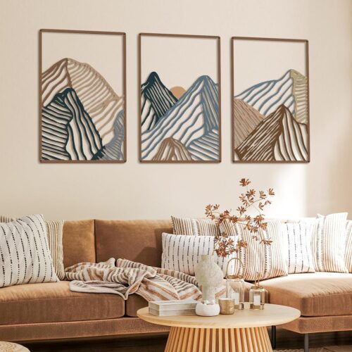 3 Pcs Mountain Metal Wall Art (Vibrant Colors)