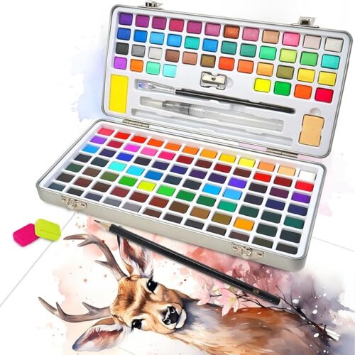 1 128 Colors Paint with Water Brush Pens and Drawing Pencil
