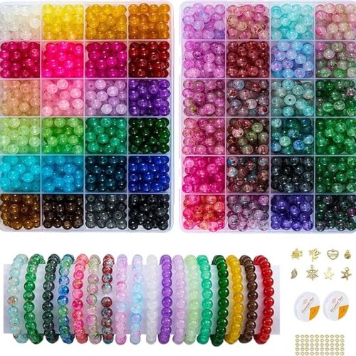 1 More Than 1300PCS Round Glass Beads for Jewelry Making