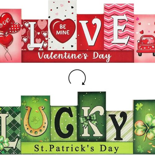 1 Valentine's Day Wooden Table Sign St. Patrick’s Day Decorations