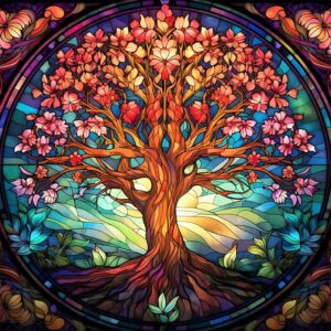 Stained Glass Tree Diamond Painting Kits 5D Diamond Art Kits