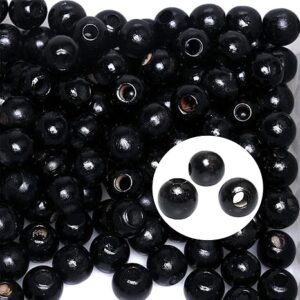 50pcs 15mm Black Wood Beads with 5mm Hole