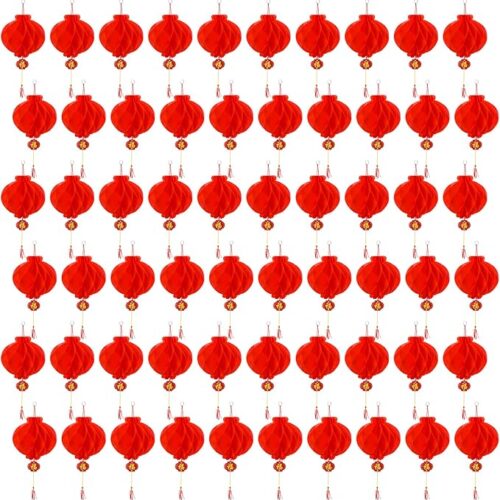 1 60 Pieces Red Chinese Lanterns Festival Lanterns