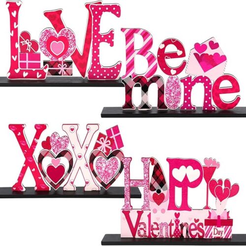 Love Wooden Table Sign Valentines Decorations