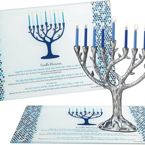 1 Hanukkah Tempered Glass Drip Tray Tree of Life Design
