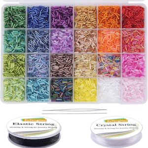 9600pcs Tube Beads Kit Glass Bugle Seed Beads