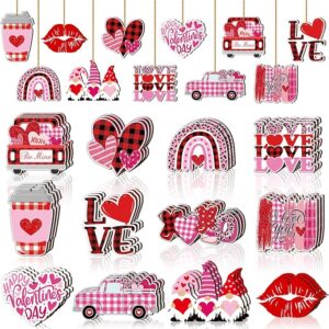 36 Pcs Valentine's Day Wooden Hanging Ornaments