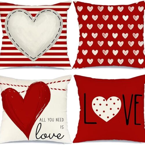 1 Valentines Day Pillow Covers 18X18 inch Set of 4