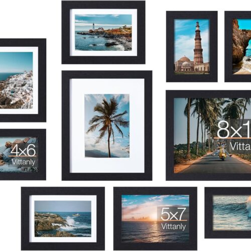 1 10 Pack Picture Frames Collage Wall Decor Multi Sizes with Two 8x10, Four 5x7, and Four 4x6 Photo Frames, Black