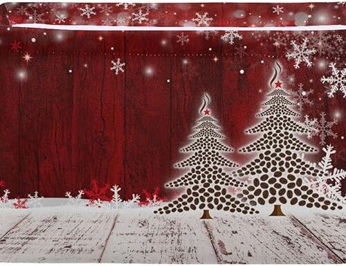 Christmas Basket with Handles, Christmas Coffee Tree Red Wooden Foldable Fabric Collapsible Storage