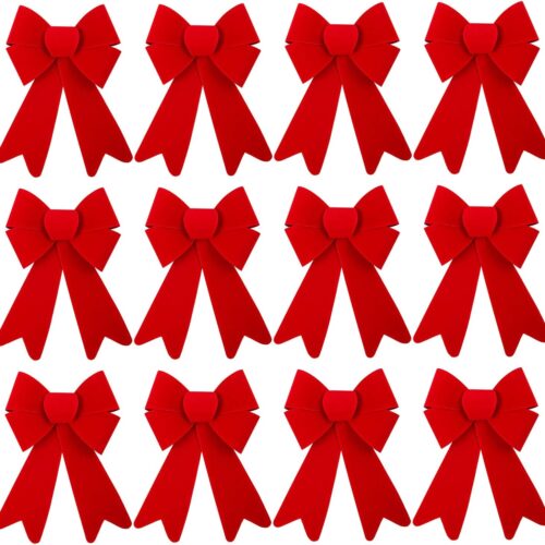 12 Pieces 5 x 8 Inches Red Christmas Bows for Wreaths