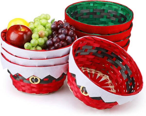 Christmas Round Bamboo Gift Baskets Woven (8 Pcs) 1
