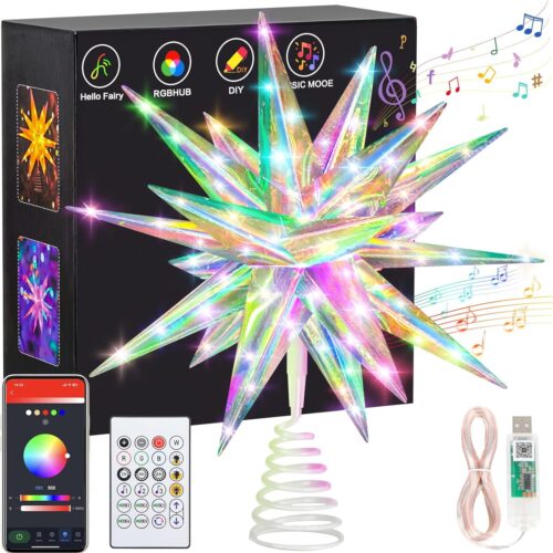 11” Smart Lighted Treetop Decoration with RGB Color Changing & Music Sync