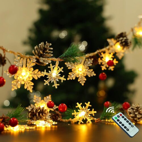 1 30 Led 10ft Christmas Garland Snowflake Lights