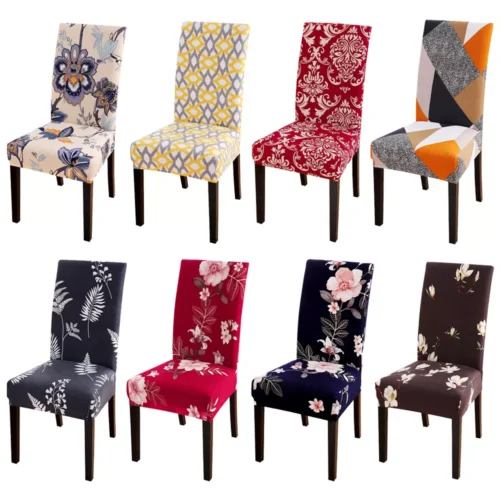 1/4/6pcs Spandex Stretch Printed Chair Covers Dining Room Slipcovers Home Decor