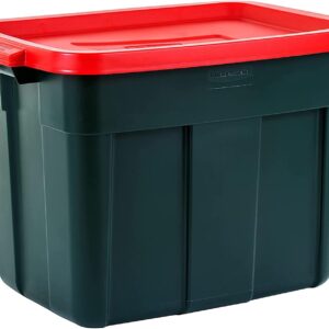 Green & Red, Rugged Plastic Stackable Storage Bins with Lids and Handles