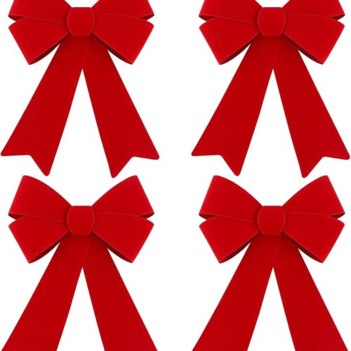 4 Pack Red Christmas Wreath Bows 18 x 12 Inches
