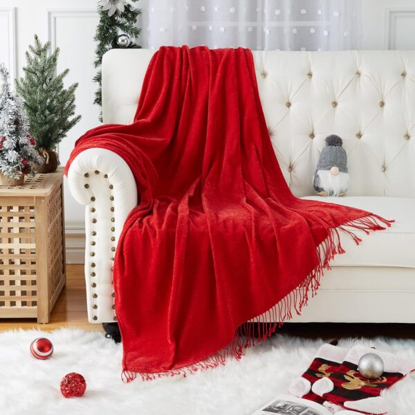 Christmas Red Throw Blanket for Couch (Christmas Red, 50 x 60 Inches) 1
