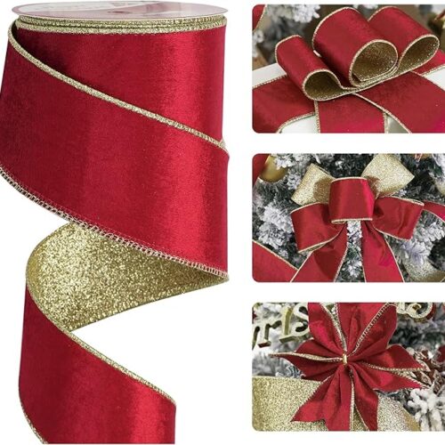 Red Velvet Wired Ribbon Christmas