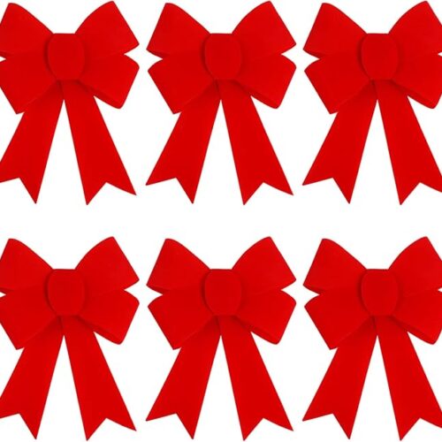 6PCS Large Red Christmas Bows