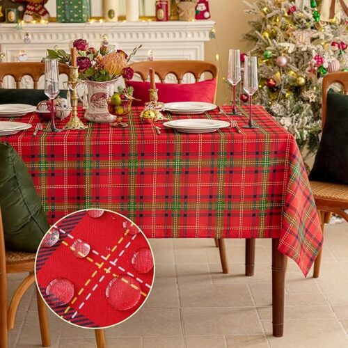 Christmas Rectangle Red Plaid Tablecloth