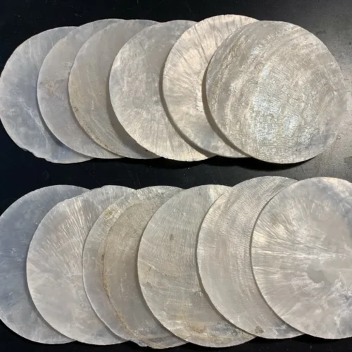 2.5" Round Capiz Shells 12 pcs. Seashells Windowpane Oyster