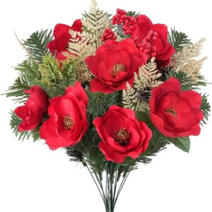 Christmas Flowers Artificial Magnolia Bouquet