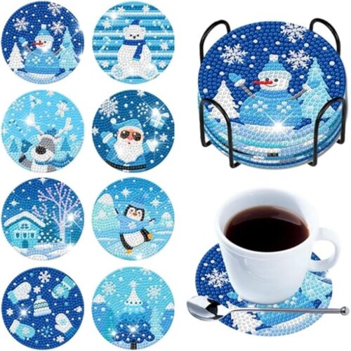 8 PCS Christmas Diamond Painting Coasters