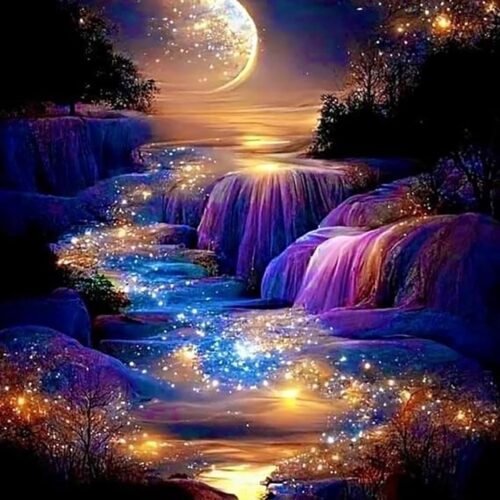 Moonlight Waterfall Diamond Art Kits 12 x 16 Inch