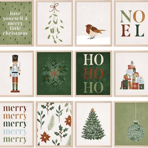 Christmas Boho Wall Art Prints Minimalist
