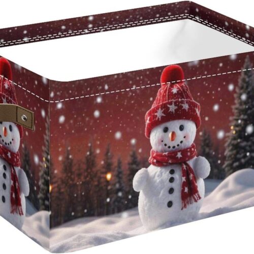 Red Foldable Storage Cube Box with Handles