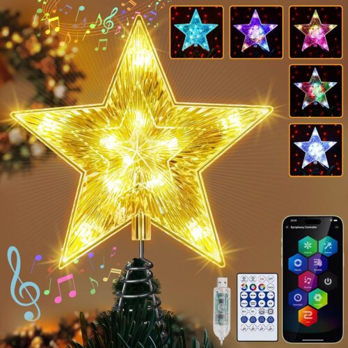 82 Modes 8" Smart Christmas Star Tree Topper with Lights USB Operated