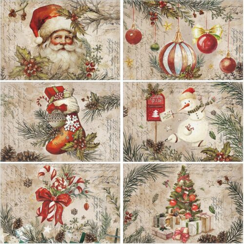 1 6 Pcs Christmas Washable Dining Table Placemats 12" x 18"