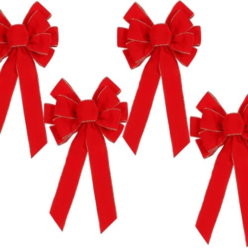 1 Red Christmas Bows Decorations 12” X 20” (4 PCS)
