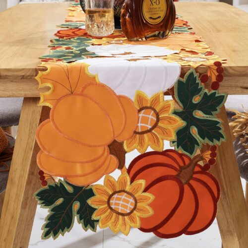 1 Thanksgiving Pumpkin Fall Table Runners 16x72 inch