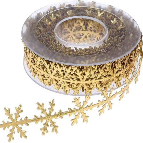 1 Gold Glitter Snowflake Ribbon Lace