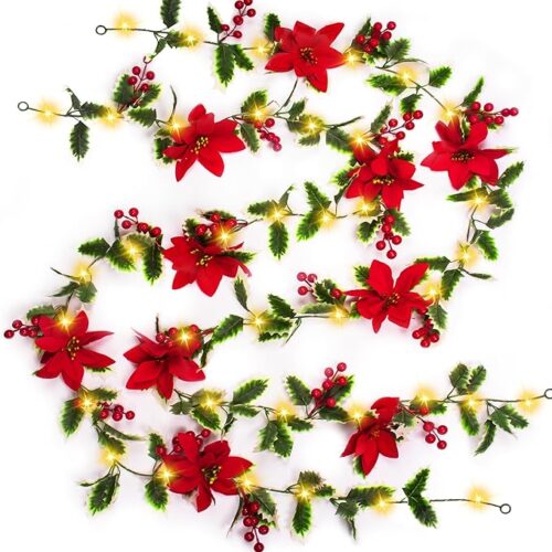 1 2pcs Christmas Garland with 20 LED Lights
