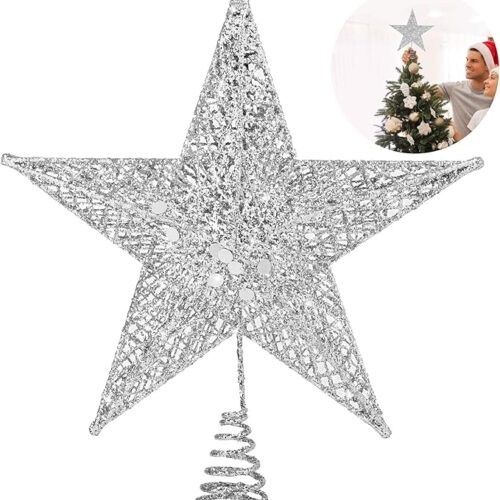1 Metal Glittered Christmas Tree Topper