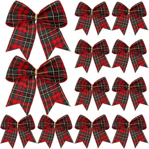 1 Christmas Buffalo Plaid Bows Decorations