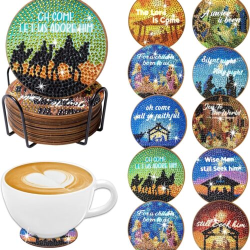 1 Christmas Nativity Scene Diamond Painting Coasters