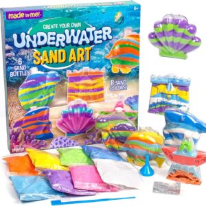 Create Your Own Underwater Sand Art, Includes 6 Ocean-Themed Bottles, 8 Sand Colors, Glitter, & Funnel