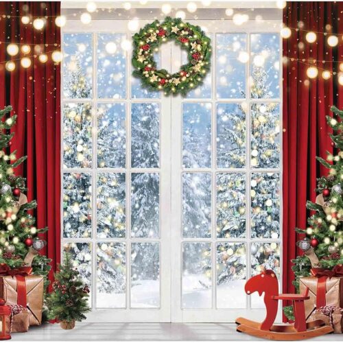 1 96" x 72" Christmas Window Backdrop for Photography