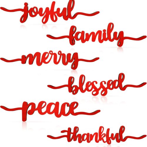 1 12 Pieces Christmas Inspirational Letter Wood Sign Table decor
