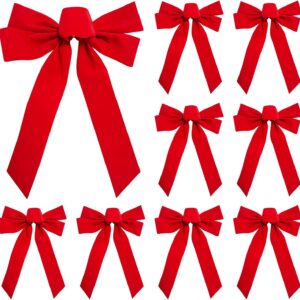 10 Pack Red Christmas Bows for Wreath Decorations, 9 x 13 Inches