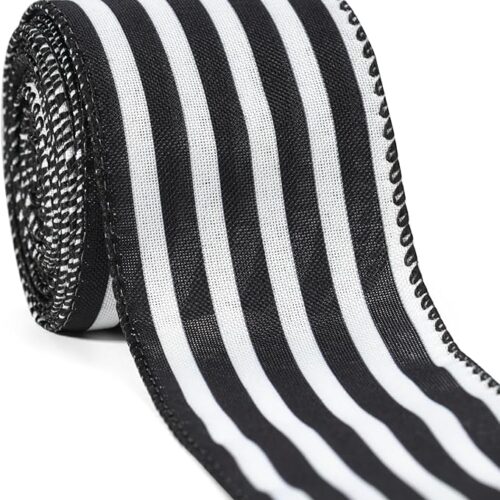 Wired Vertical Stripes Fabric Ribbon Gift Wrapping