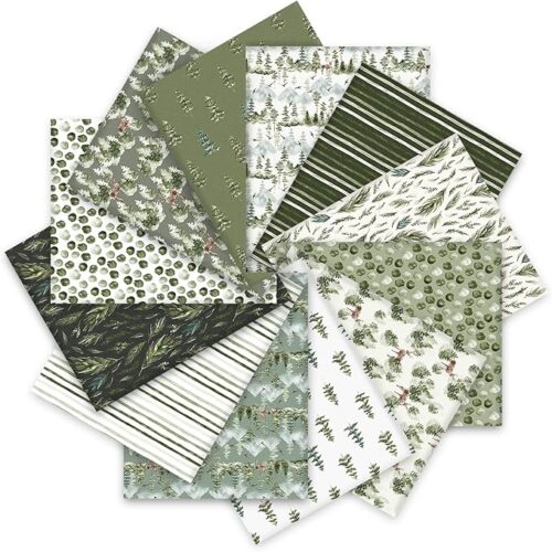 Watercolor Green Christmas Tree Printed Quilting Patchwork