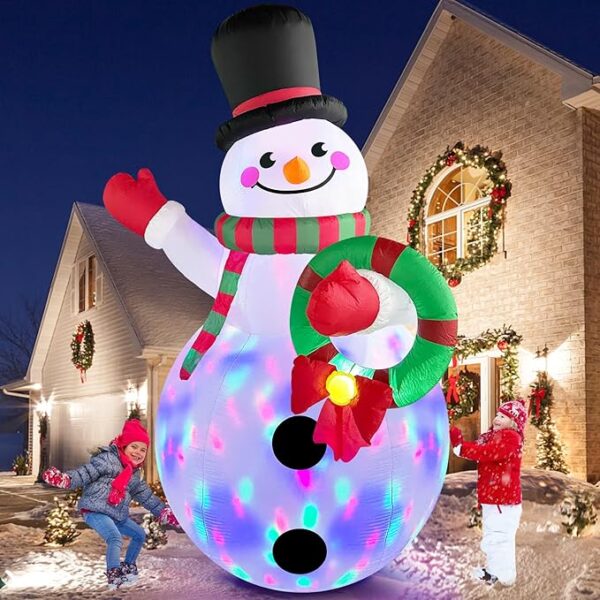 Inflatable Snowman Holding Garland Blow Up Yard Decoration 1