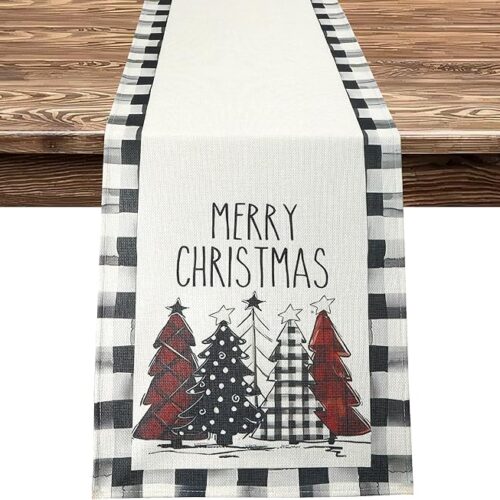1 Watercolor Buffalo Plaid Table Runner
