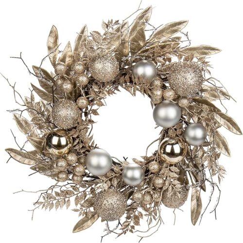 1 Unlit Christmas Wreath Champagne Door Wreath