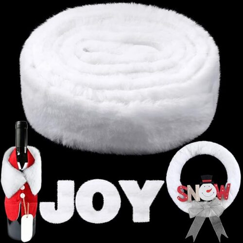 1 Christmas White Faux Fur Trim Ribbon Garland